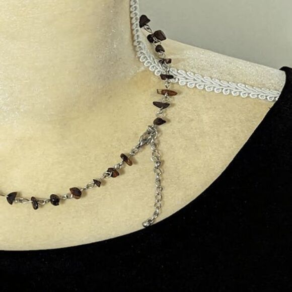 Neutral tones 16" necklace browns oranges pink chips - Picture 3 of 3